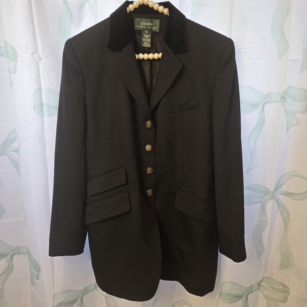 Vintage Ralph Lauren Equestrian Blazer Jacket with Horse Buttons Size 10 Wool - Picture 2 of 11